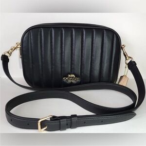 Coach Black Quilted Crossbody Bag with Gold Accents
